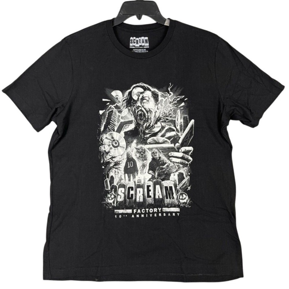 SCREAM FACTORY SHIRT MENS XL BLACK HORROR MOVIES GUTTER‎ GARBS TEE